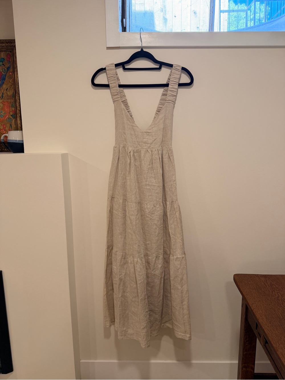 DISSH Cream Sleeveless V-Neck Tiered Maxi Dress